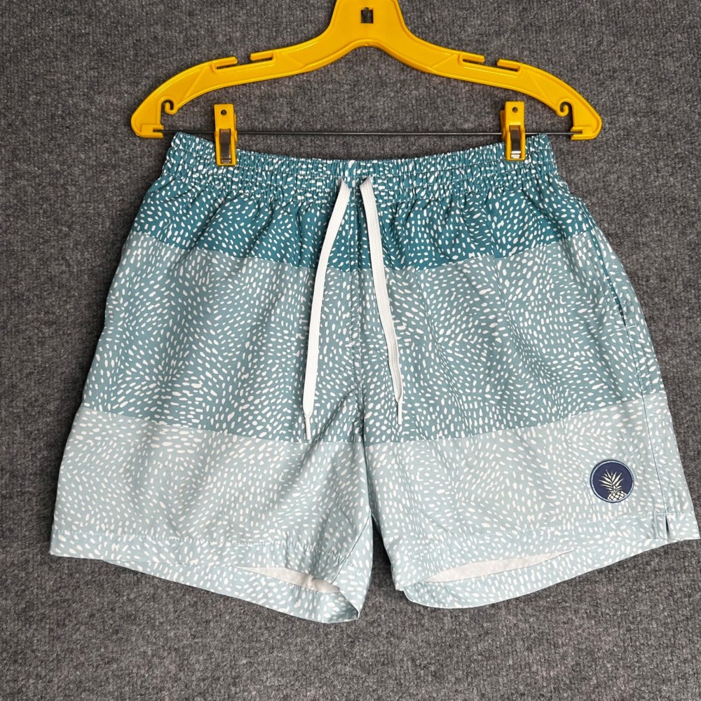 Chubbies Mens Swim Trunks Teal Blue Dash Print Pineapple Patch 5.5 Inseam Medium